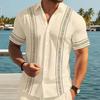 Men S Striped Short Sleeve Casual Hawaiian Shirt