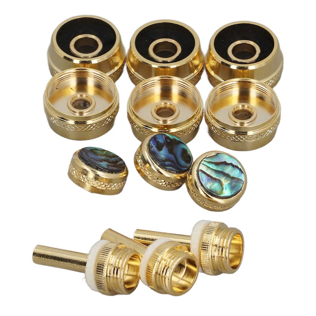 12 Pcs Set Trumpet Valve Finger Button Cap and Rod Exquisite Abalone Shell Trumpet Valve Parts for