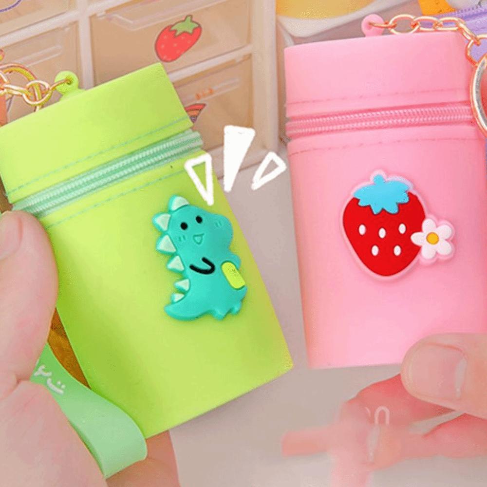 Pattern Coin Pocket Silicone Multifunctional Headphone Storage Bag Bucket Bag Key Chain Coin Purse