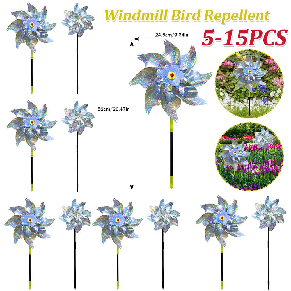 Garden Reflective Windmills Fruit Decoration Bird Repellent Children Kids Easy Installation for Outdoor Garden Lawn Yard