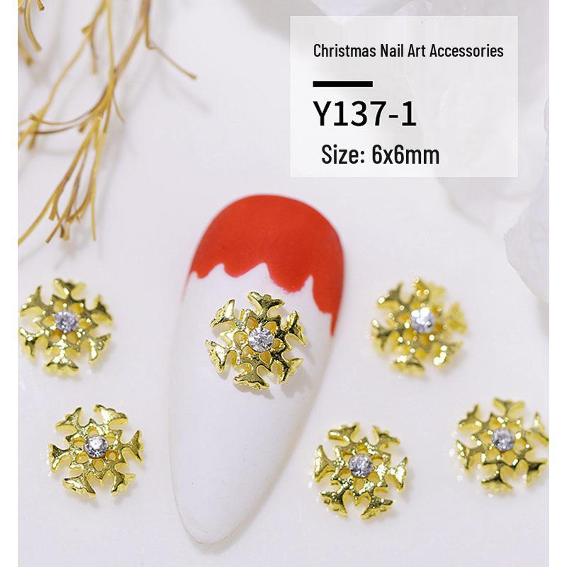 Christmas Alloy Nail Art Decor: Cartoon Santa, Bells, Reindeer, Snowflakes & Rhinestone Accessories