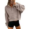 2026 Women's Loose Long-sleeved Hoodie with Half-open Collar and Buttons for Autumn and Winter - Comfortable and Casual European/American Style