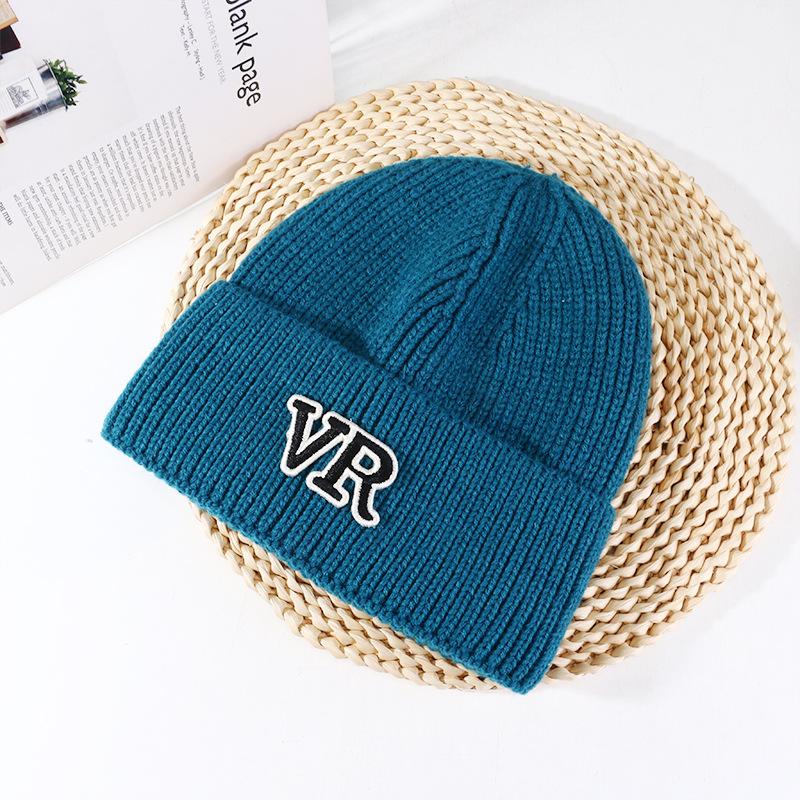Letter Wool Hat Korean Version Versatile Knit Hat for Women Fashion Autumn and Winter Warm Face Showing Small Ear Protection Cold Hat Trendy