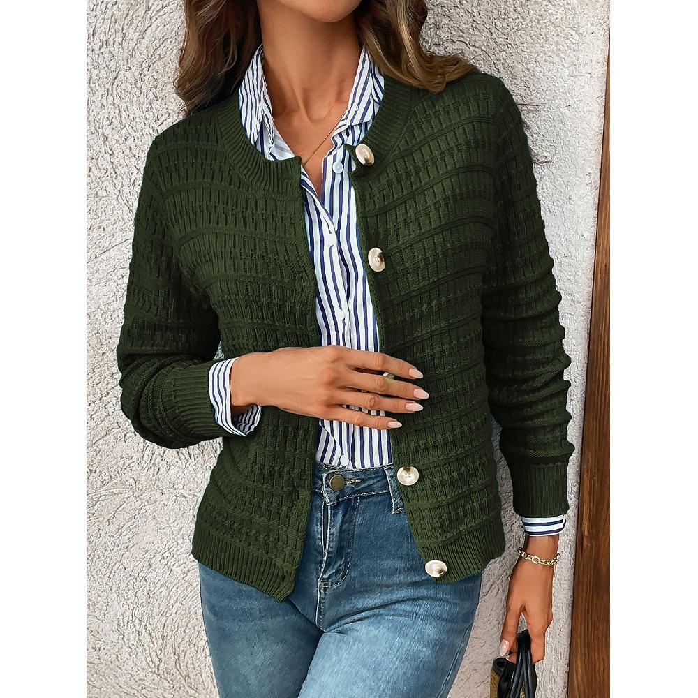 Women Autumn Knitted Cardigans Jackets Office Ladies Solid Color Long Sleeve Sweater Outerwear Coats