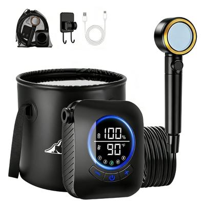 Doccia da Esterno Facile da Trasportare con Sacca d'Acqua da 20L e Batteria Ricaricabile a 5 Fasi per Campeggio Escursionismo Spiaggia