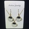 Korean version handmade small pendant teacup cat earrings, cute animal saucer cat alloy accessories stud earrings E8191
