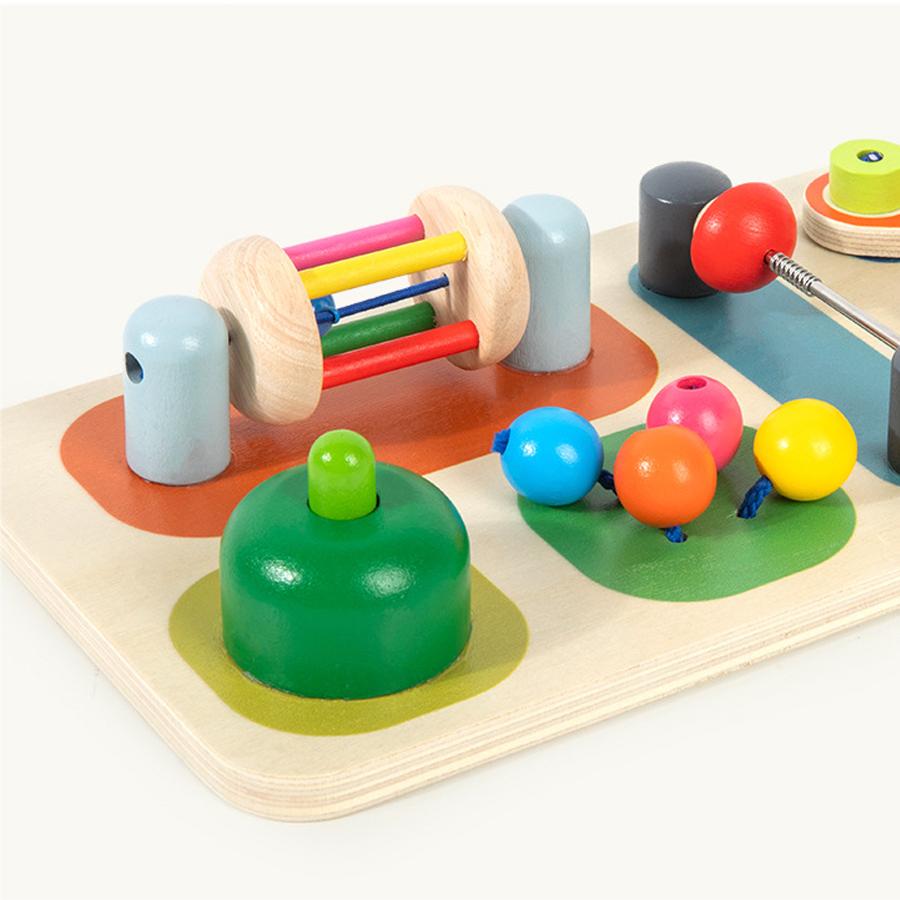 Holz Montessori Spielzeug Kinder Ring Aktivitätstafel Sensorisches Spielzeug Set Hand-Auge Koordination Training Pädagogisches Intelligenzspiel
