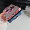 Magnetic Plating Glitter Diamond Camera Lens Protector Bumper Phone Case With Stand For iPhone 17 16 15 Pro Max Samsung S25 S24 Clear Protective Cover