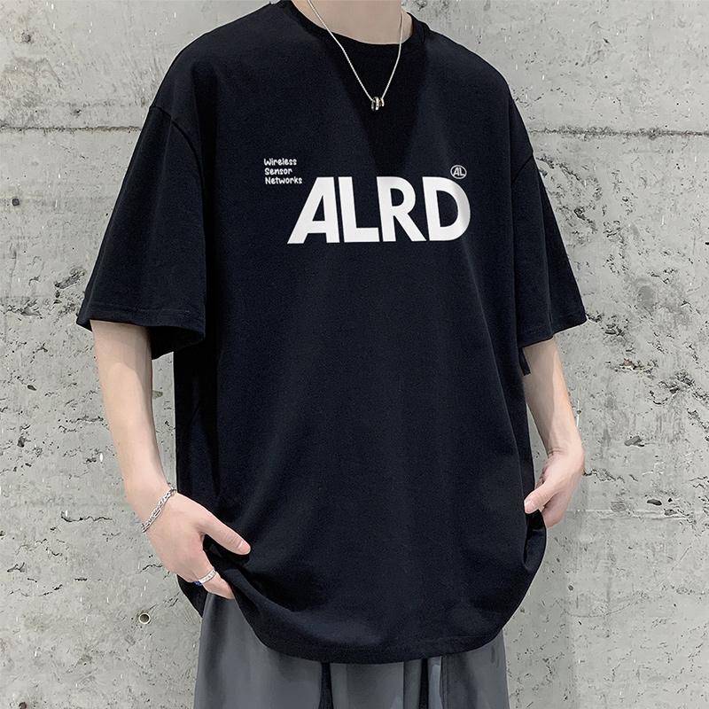 100% Cotton Printed Short Sleeve T-shirt Men's Half-sleeved Men's Fashion Brand Ins American Loose Body Shirt Men's Top