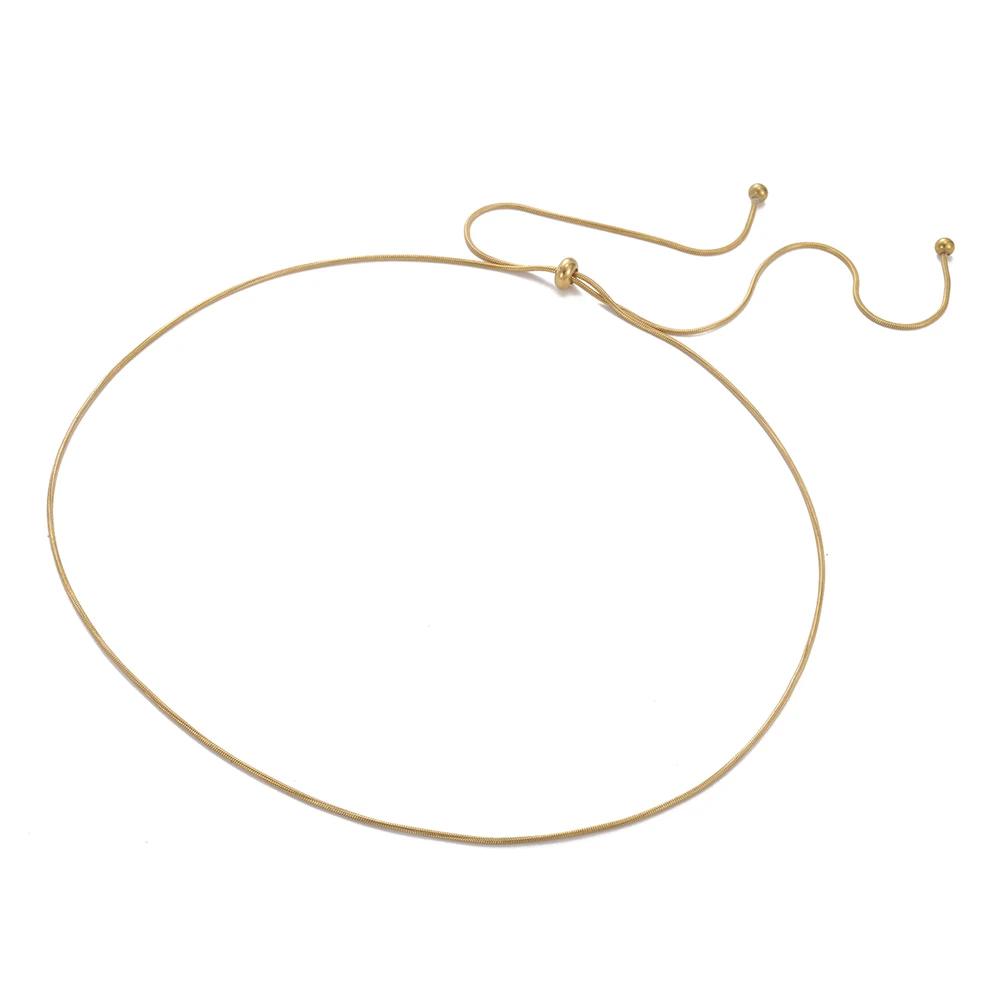Round Snake Chain for Women Long Necklace Adjustable Gold Color Stainless Steel Chain Winter Sweater Jewelry Fashion Accessories