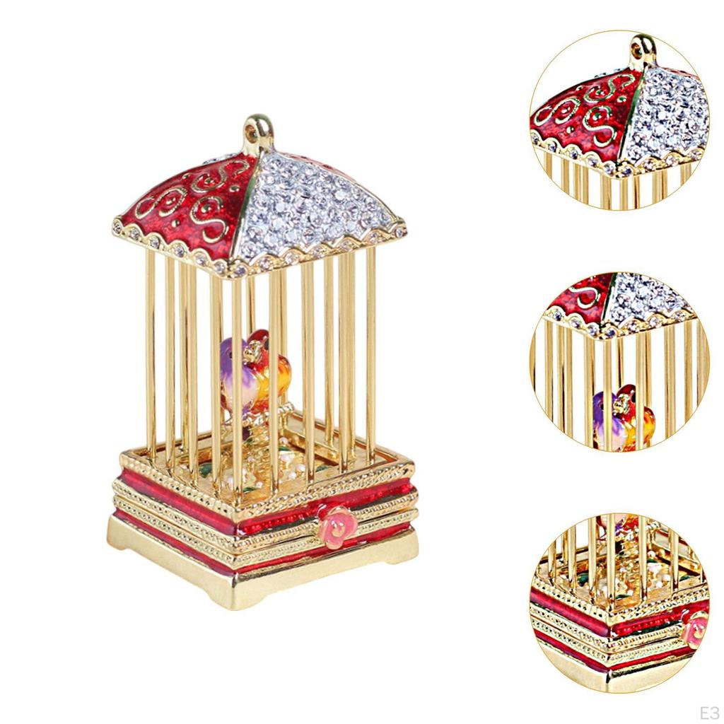 Bird Cage Figurine Jewelry Storage Case Decorative Decor Earrings Organizer Keepsake Box for Ring