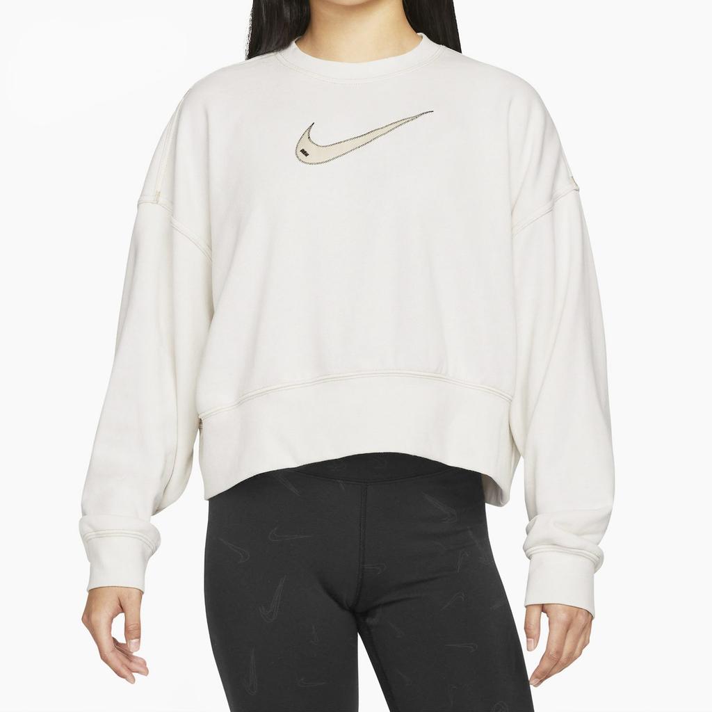 Nike Sportswear Swoosh Logo Embroidered Knit Pullover Hoodie White DO7212-030