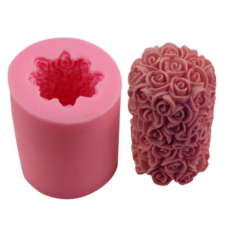 3D Rosen-Säule Fondant-Kuchen Silikonform für Polymer Clay Formen Schokolade Gebäck Süßigkeiten Herstellung Dekorationswerkzeuge