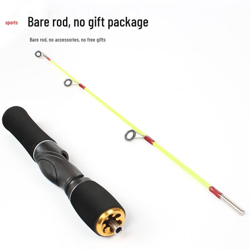 Ice Fishing Ultra-Hard Casting Rod Set: Compact, Solid Core, Short Gun Handle for Winter and Raft Fishing.