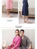 Waffle Pattern Bathrobe Couple Pajamas, Unisex Summer Three-Quarter Sleeve, Korean Style, Polyester & Absorbent.