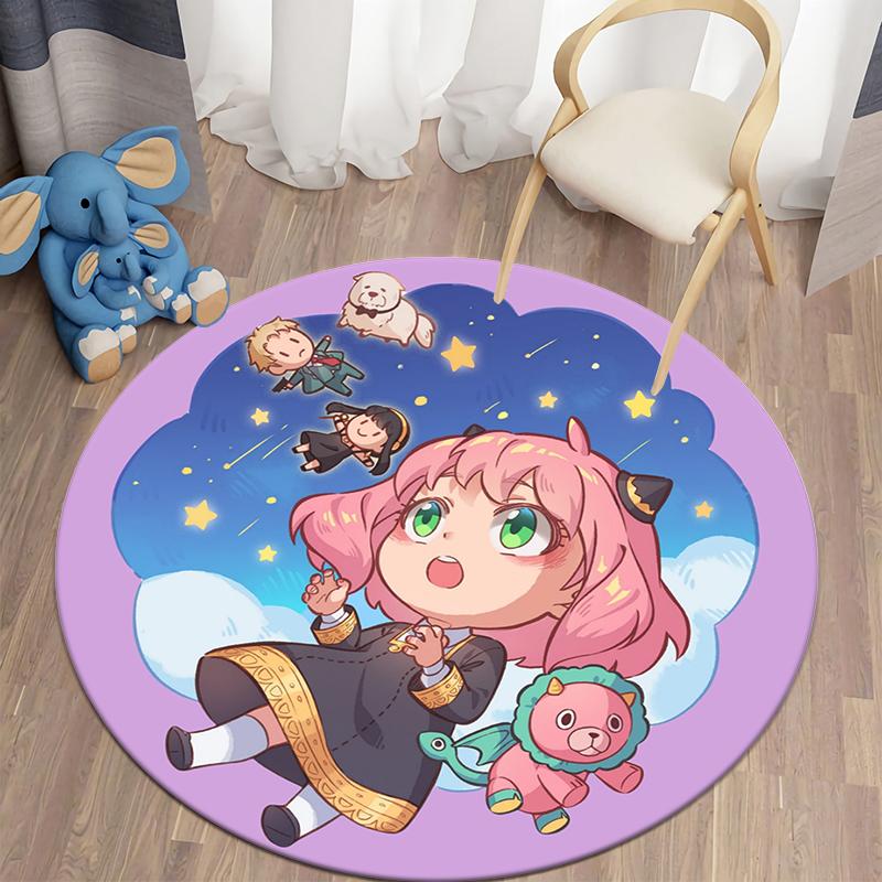S- SPY×FAMILY Japanese Anime Cute Anya Forger Print Round Carpet.Bedroom,Balcony,Entry Door,Chair Non-slip Mat.Gift,Picnic,Rug