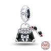 Authentic Original 100% Copper Metal High Heels Wine Glass Lipstick Charm Bead Components Compatible With Women Bracelets Do It Yourself High Quality