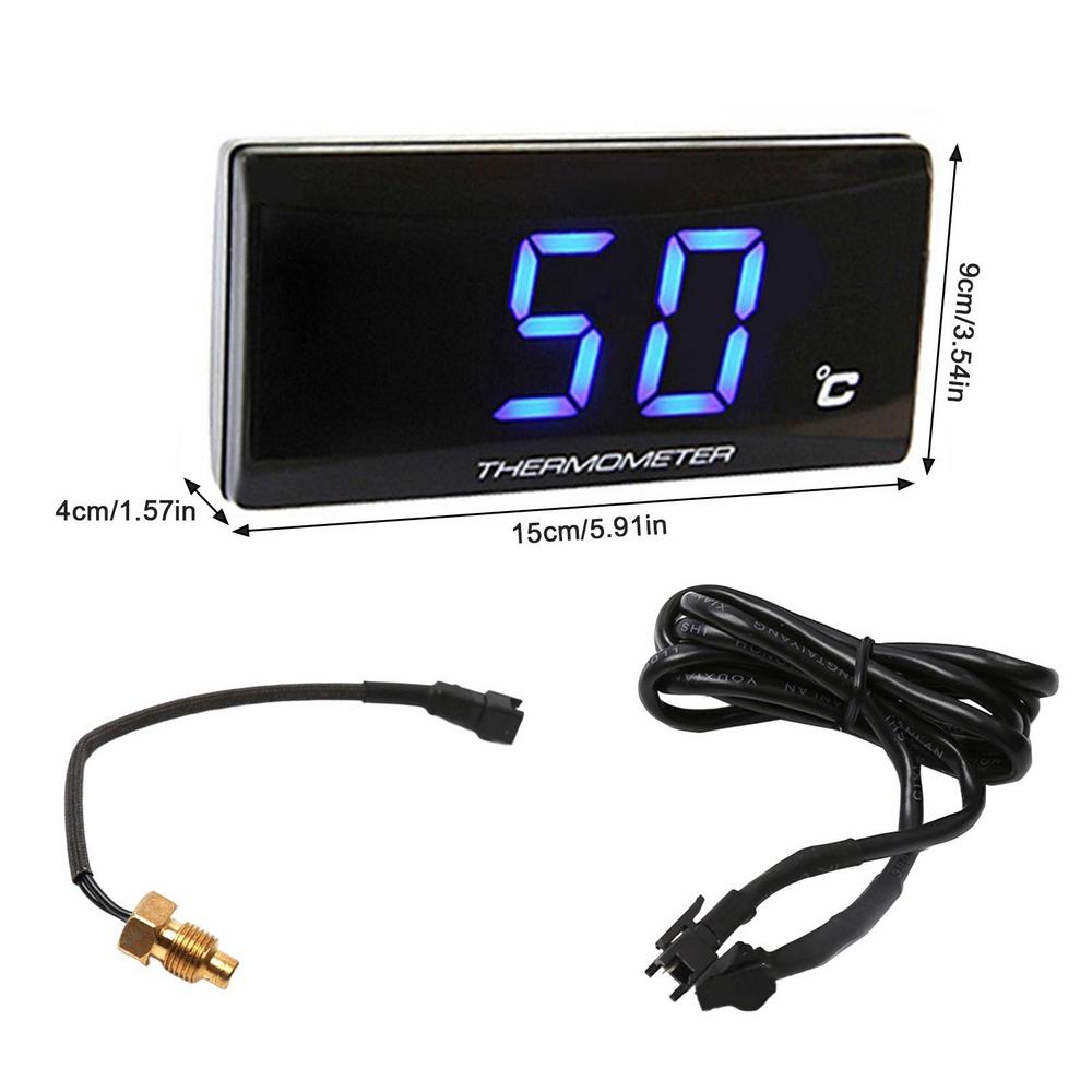 Motorcycle Water Temperature Meter Gauge Water Temperature Thin Meter Accessory With LED Light For Racing Cars Racing Scooter