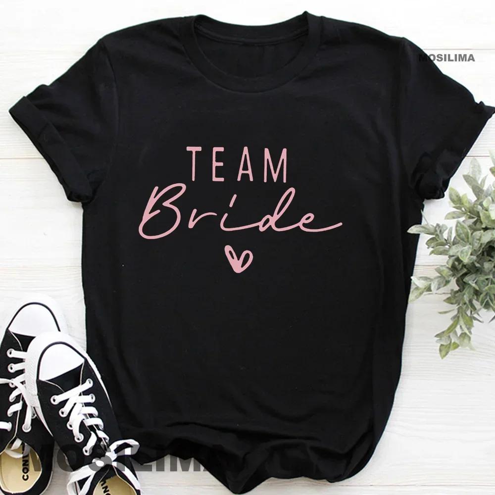 Unisex T Shirt Team Bride Bachelorette Party Shower Hen Party Bridesmaid Print Tshirt 2026 Girls Wedding Female Tops Tees