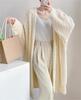 Hanmall Knit Long Open Tunic Size 4XL Women's V-Neck Sweater, Casual, Simple, Length, Front, Design,