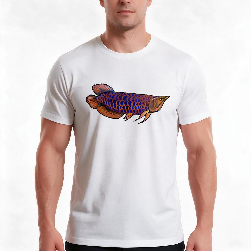 Arowana Fish Tshirt Summer Casual Cotton Tee Oversized Streetwear Tops Vintage Graphic Print Loose Fit Short Sleeve