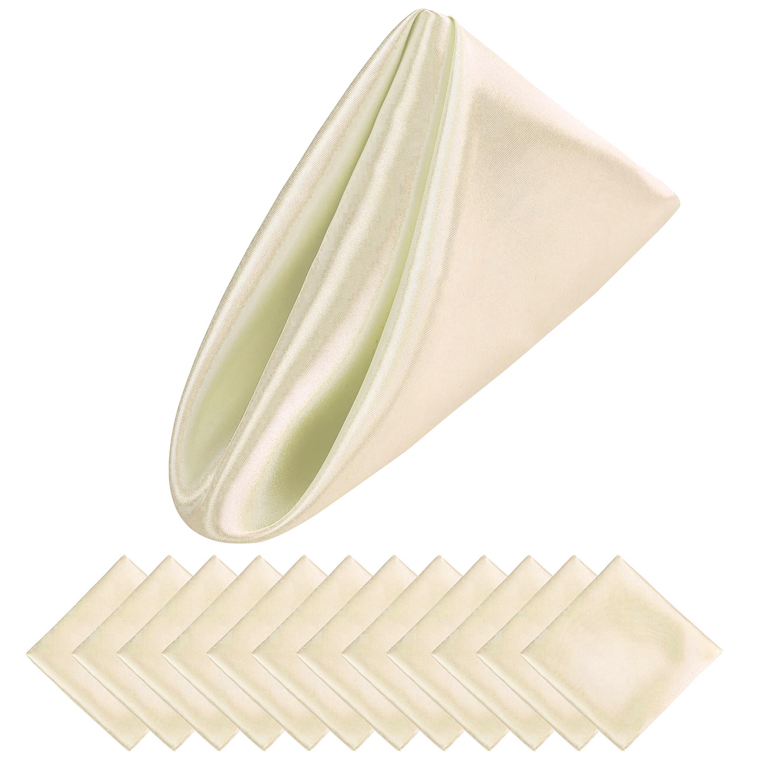

Premium Satin Dinner Napkins 40x40cm, Muitple Set Soft Washable Table Napkins, Elegant Solid Color Cloth Napkins for Wedding Party Dining Decor 12PC слоновая кость