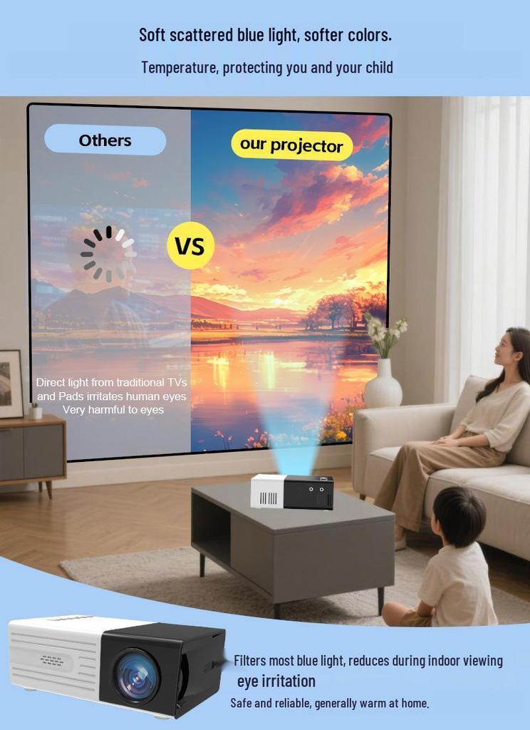 Compact LED HD Mini Projector for Home Theater