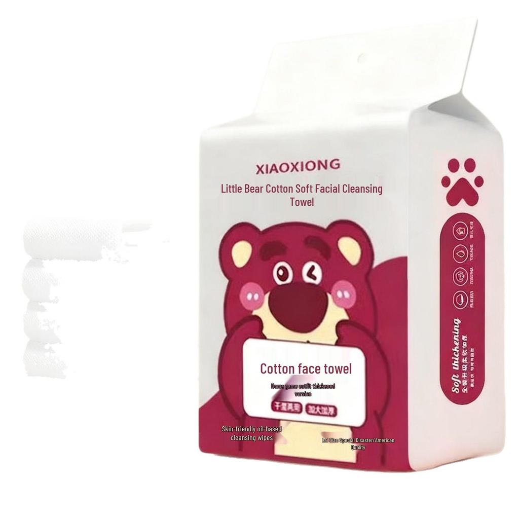 Bear Design Lint-Free Disposable Cotton Face Towels - Thick, Soft, Clean, Pull-Out, Hanging