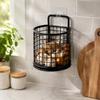 Portable Adhesive Hook Wall Basket Metal Mesh Kitchen Organizer No Drill Hanging Garlic Onion Storage Rack