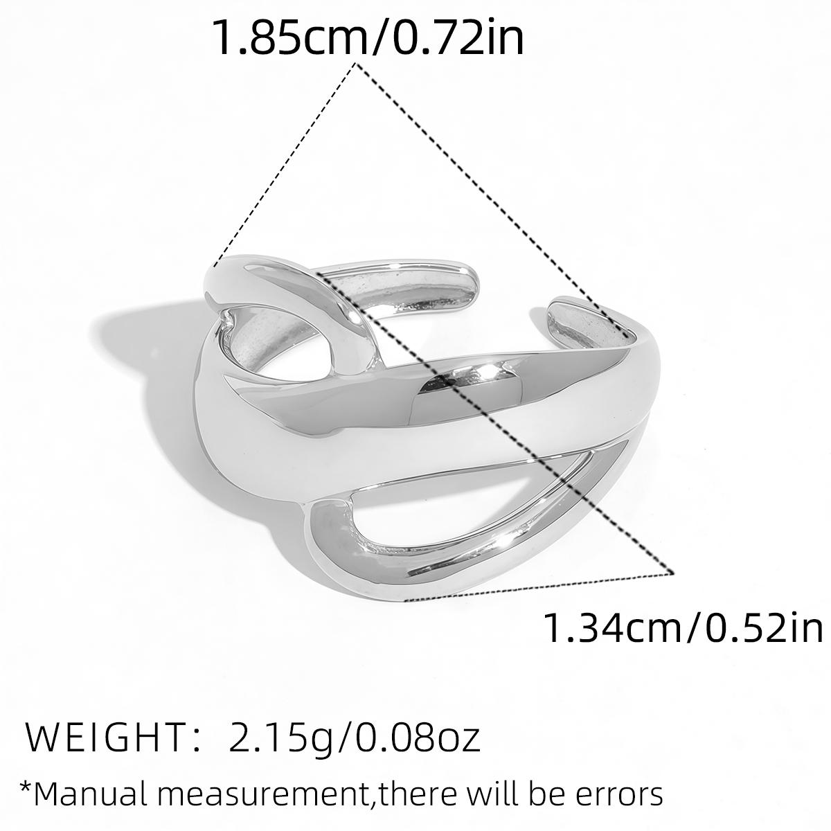 Irregular Colorblock Lines Stainless Steel Geometric Rings for Women Simple Stylish Finger Zircon Gift Waterproof Zircon