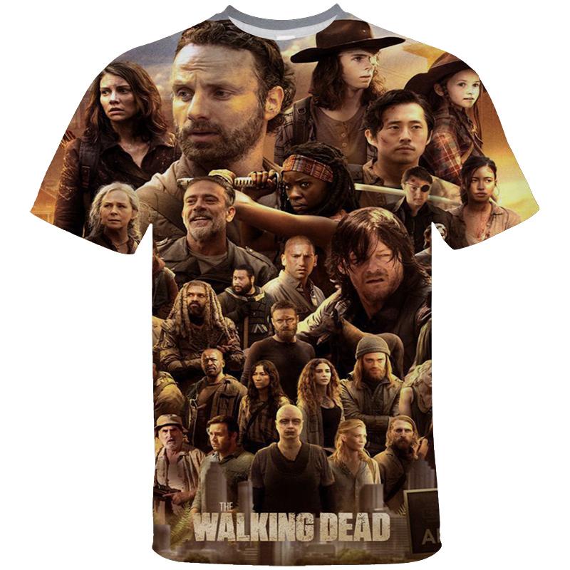 Movie The Walking Dead Graphic T Shirt Men's Clothes Horror 3D Printed Fashion Tees O-Neck T-shirt Harajuku Summer Unisex Tops