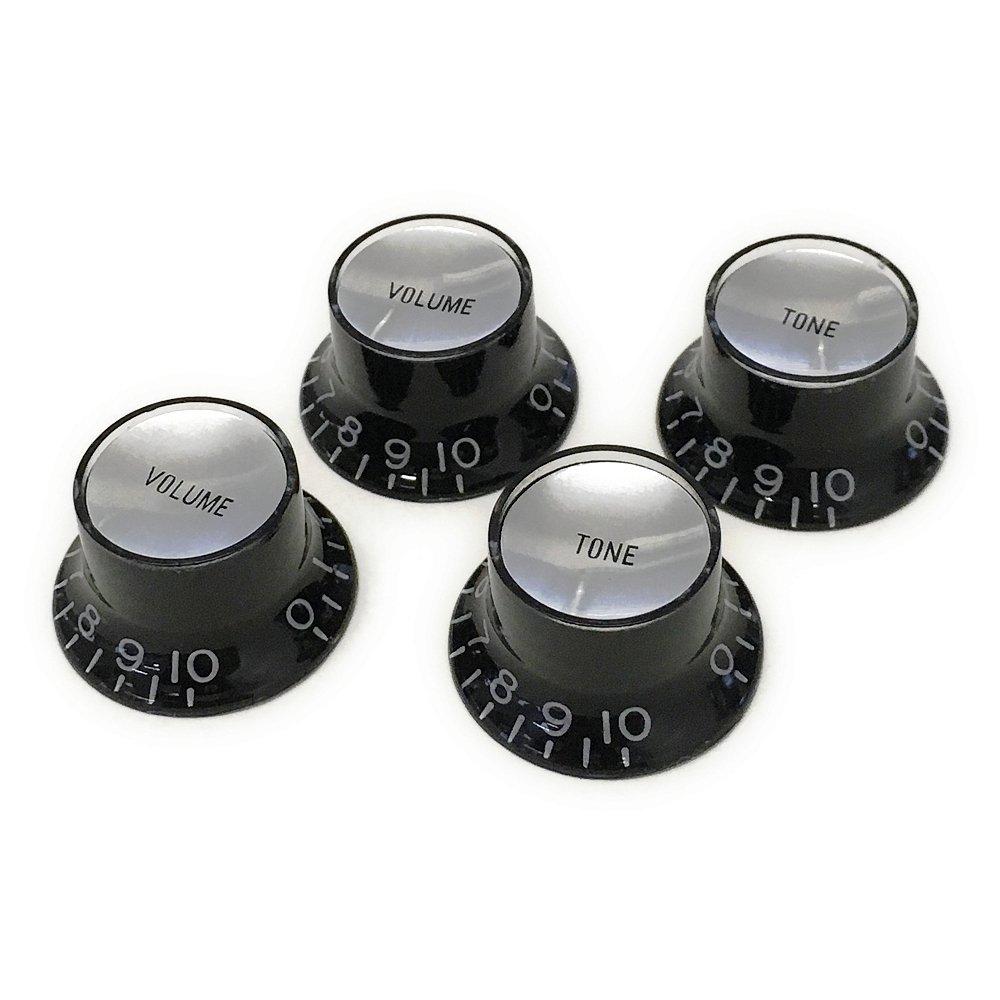 

YJB PARTS Reflector Knob Made in Japan (Embossed Lettering) 4pcs, 4mm, (Black/Silver Plated)