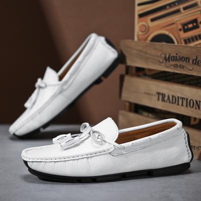 Modne Skórzane Męskie Buty do Jazdy Ręcznie Robione Eleganckie Męskie Mokasyny Miękkie Wsuwane Buty z Frędzlami Wszechstronne Rekreacyjne Buty do Chodzenia Męskie Mokasyny