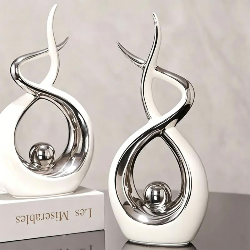 Resin Flame Statue,Abstract Art Sculpture Modern Home Decors,Minimal Art Abstract Art Figurine for Shelf Coffee Table Centerpieces