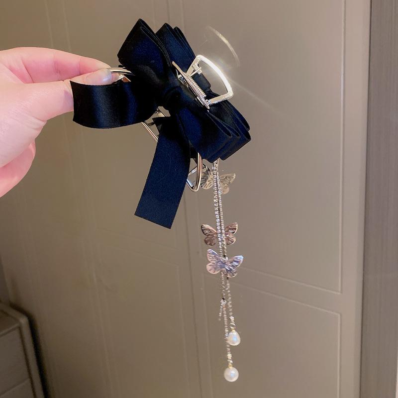 Utsøkt Super Fairy Bow Dusk Hårklør Hårtilbehør Metall Grip Clip Hår Clip Shark Clip på baksiden av hodet