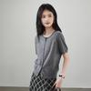 SOFSIL Retro Round Neck Short Sleeve Wool Knit Cardigan