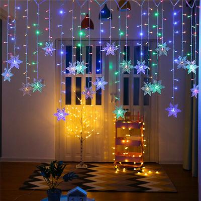 Christmas Snowflake LED String Lights Flashing Lights Curtain Light Waterproof Holiday Party Xmas Decoration Fairy Light