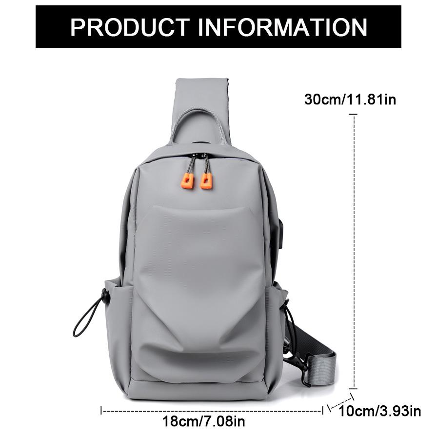 Men's Chest Bag With Usb Charging Port, Large Capacity, Simple, Versatile, Durable, Men's Crossbody Bag, Shoulder Bag