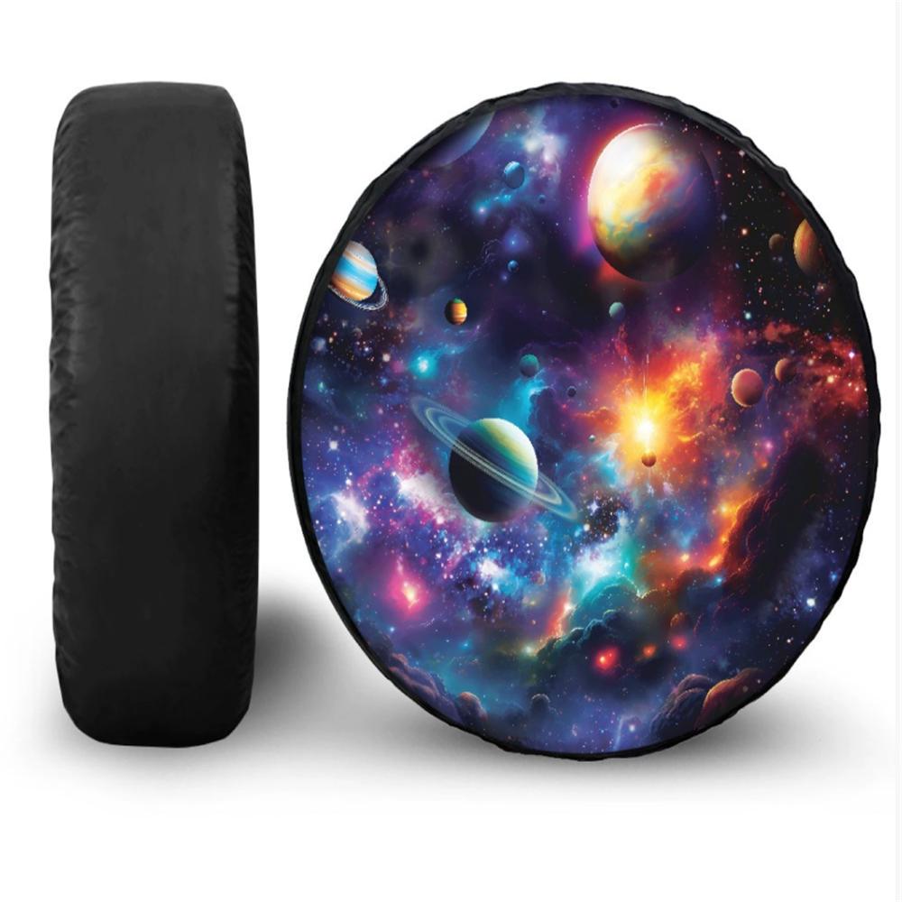 1pcs New Design Car PVC PU Leather Spare Tire Wheel Cover Universe Planet Astronaut Starry Moon Sky For Toyota Jeep Protecter