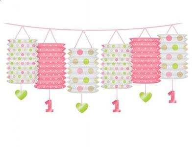 Lantern Garland 1st Birthday, Pink. 3.6M, 1 Pc.