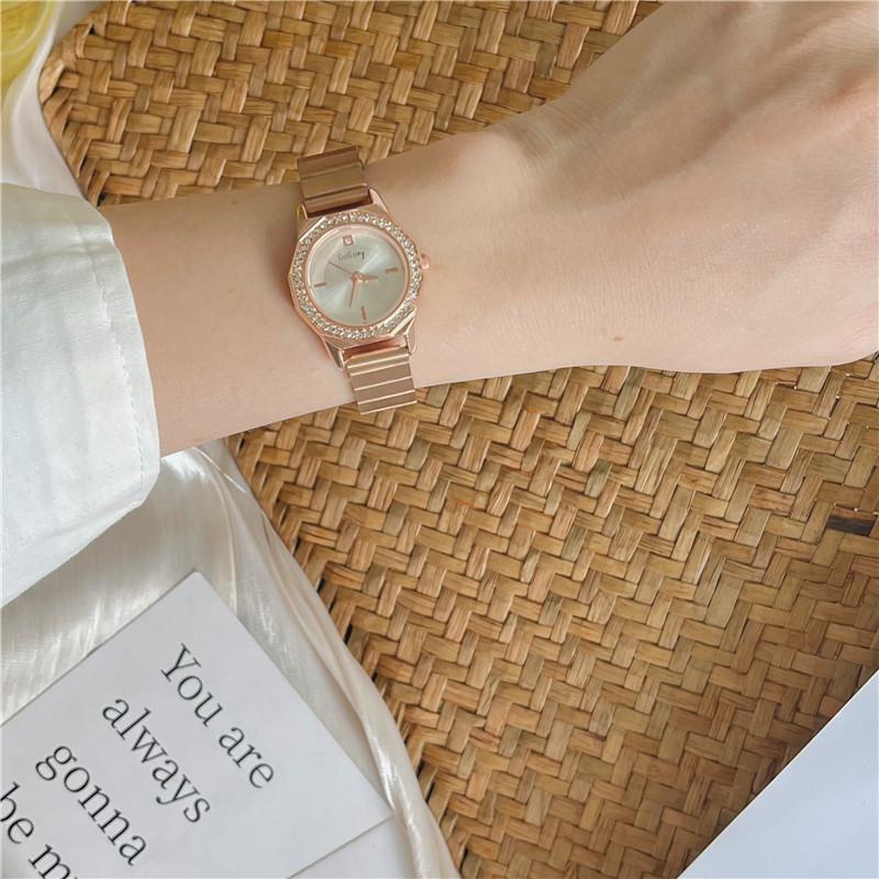 Modny Prosty Damski Zegarek Kwarcowy z Cyrkoniami Mały Stal Nierdzewna Elegancki Damski Zegarek na Rękę relogio feminino montre femme