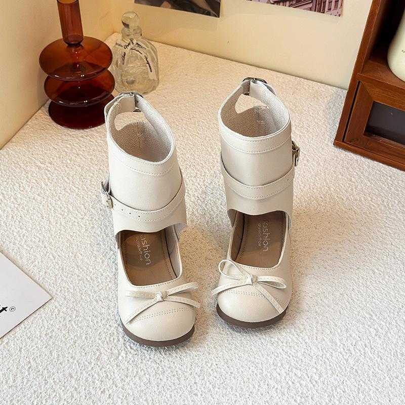 Korean version of spring and autumn ballet girls boots girls retro pile boots cocoa coffee new female treasure Mary Jane shoes
