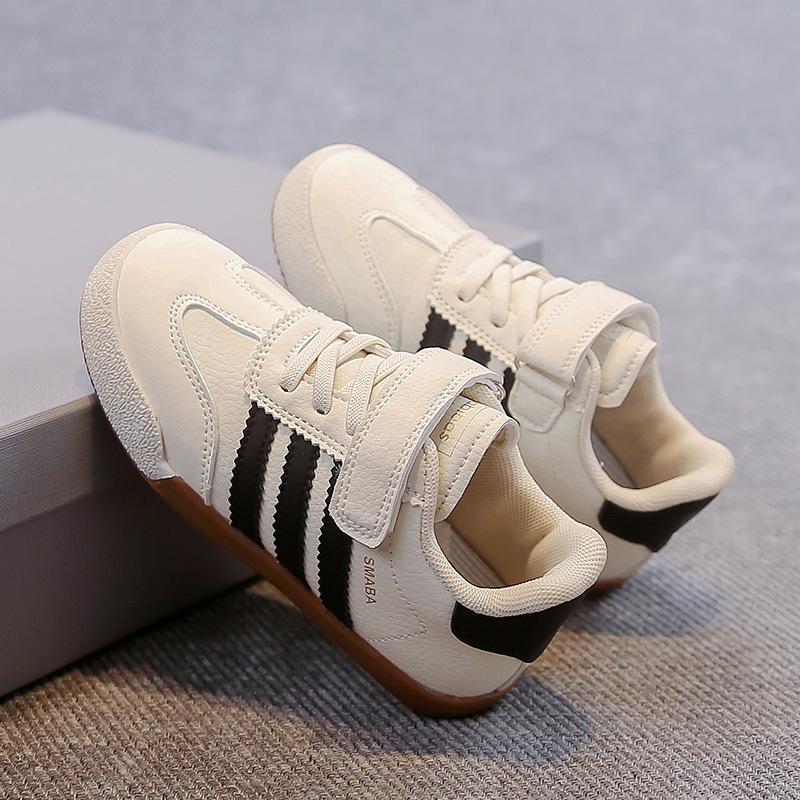 Children's Moral Training Shoes 2025 Spring and Autumn New Shoes Girls White Board Shoes Soft Sole Leather Boys Casual Sports Shoes