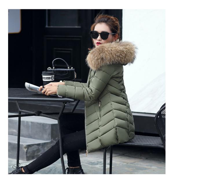 2025 Winter Cotton Jacket, New Cotton Jacket, Women's, Medium To Long, Slim Fit Cotton Jacket, Big Wool Collar, Down Cotton Jacket, Women's Coat