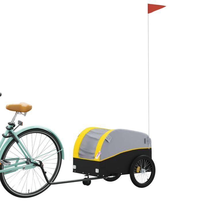 VidaXL Bicycle Trailer Black and Yellow 30 Kg Iron 94141
