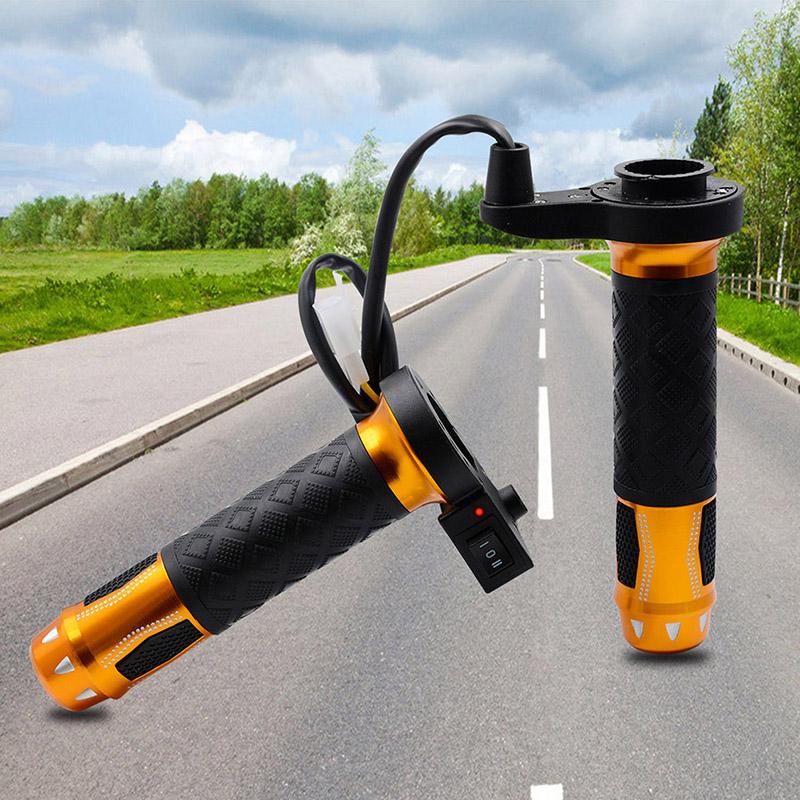 2pcs Motorcycle Electric Heated Grip Handlebar Aluminum Alloy Glod for 7/8” 22mm Handlebars Motorcycles ATV Scooters