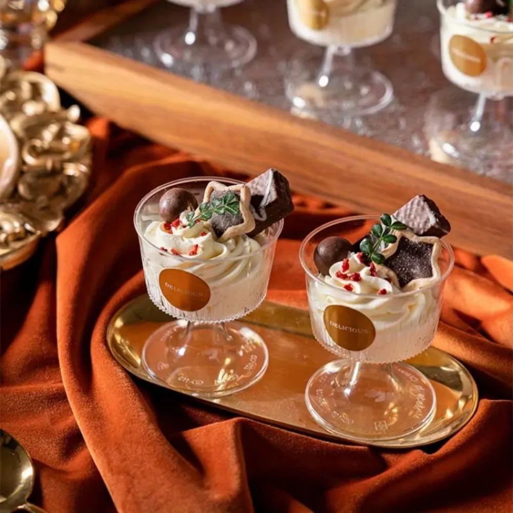 10pcs Plastic Disposable Dessert Cups Elegant Pudding Cup Party Supplies Mousse Cup  Christmas Party