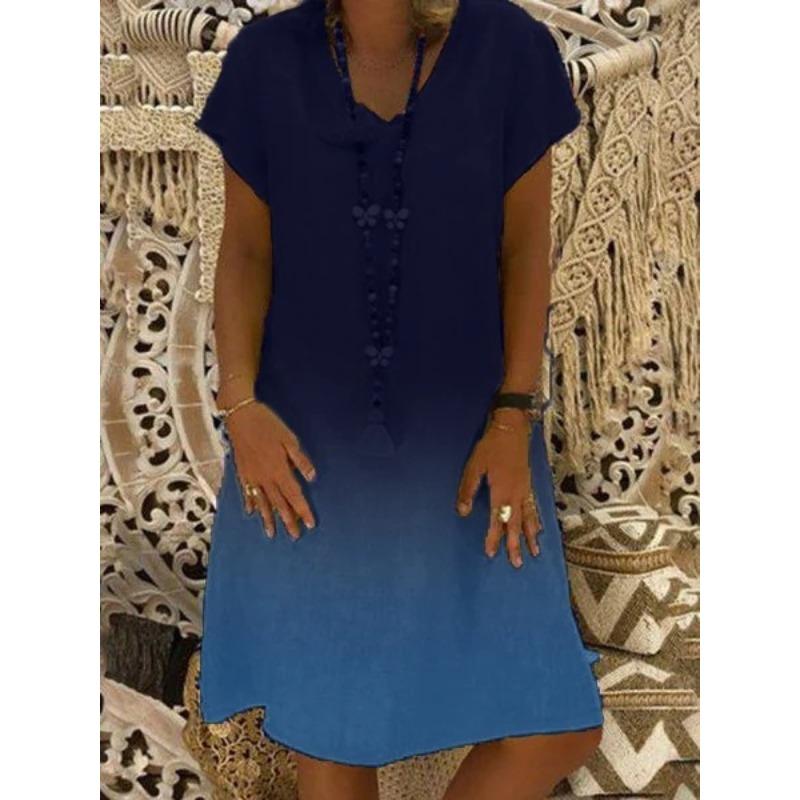 JPNTKY Fashion Summer Spring Sleeve V-Neck Casual Dresses