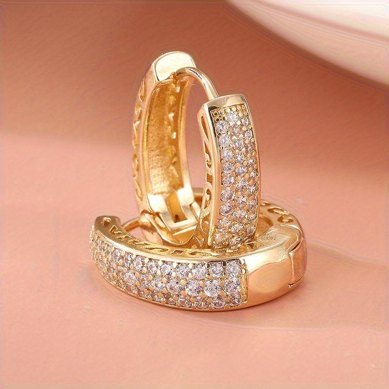 Luxurious Sparkling Synthetic Zircon Design Hoop Earrings for Women's Elegant Jewelry Accessories Perfect Birthday Gifts