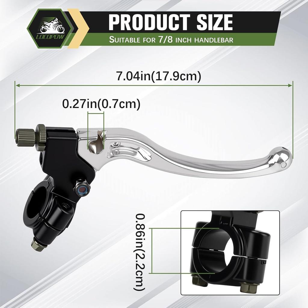 LOCOPOW 7/8" 22mm Left Clutch Brake Handle Lever for Coleman CT200U CT100U for Honda CRF 50 100 150 CRF450R XR100 200 XR250 Suzuki DR200 YZ80 85 125